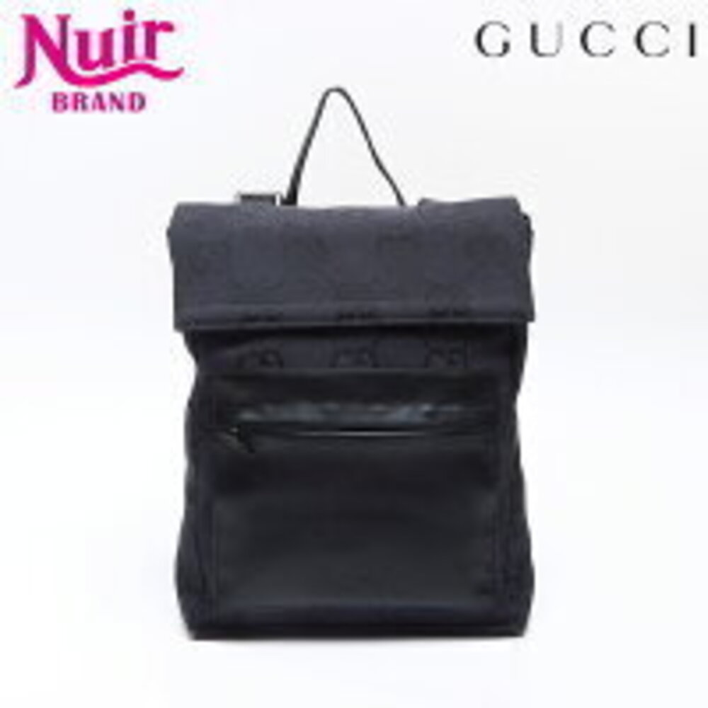 Gucci GG Canvas Leather Backpack Rucksack Daypack Black